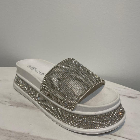 Women's Wedge  Sandals Rhinestone  Sandal Slip on Slides for Daily Ds38 - Picture 1 of 5